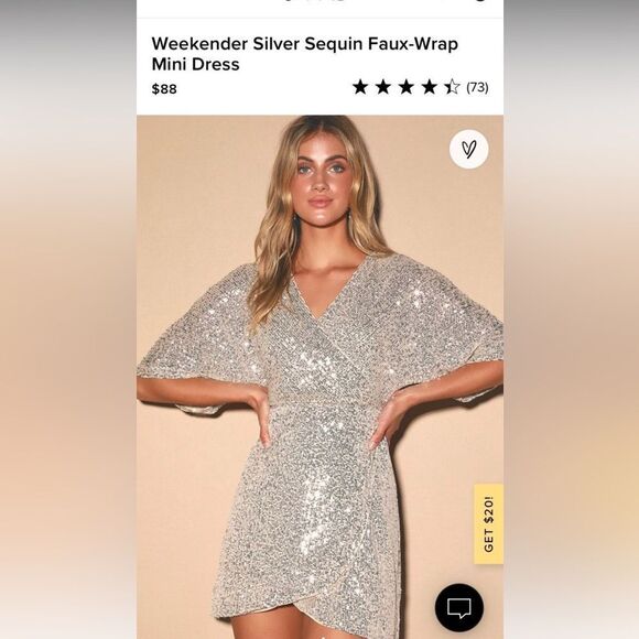 Lulus Weekender Silver Sequin Faux-Wrap
Mini Dress Size S - Picture 3 of 12